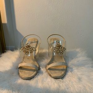 3 inch acrylic and gold dressy wedge